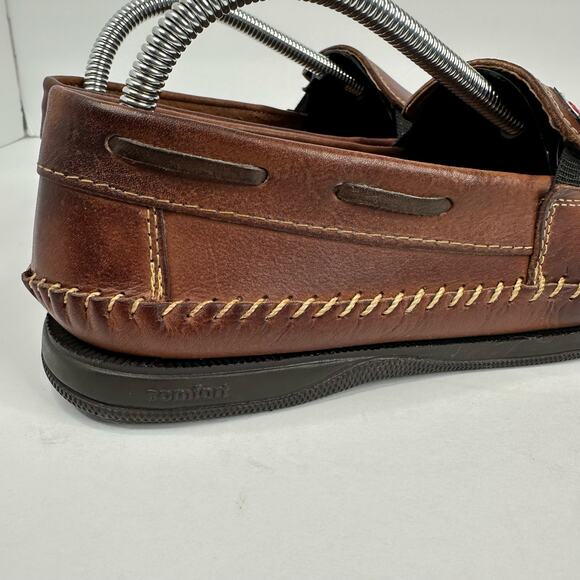 KAPS Shoes Mens size 40 US 7 8 Slip On Leather Braided Moccasins Brown Shoes